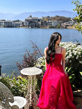 Zeus Hot Pink Maxi Dress - Alamode By Akanksha