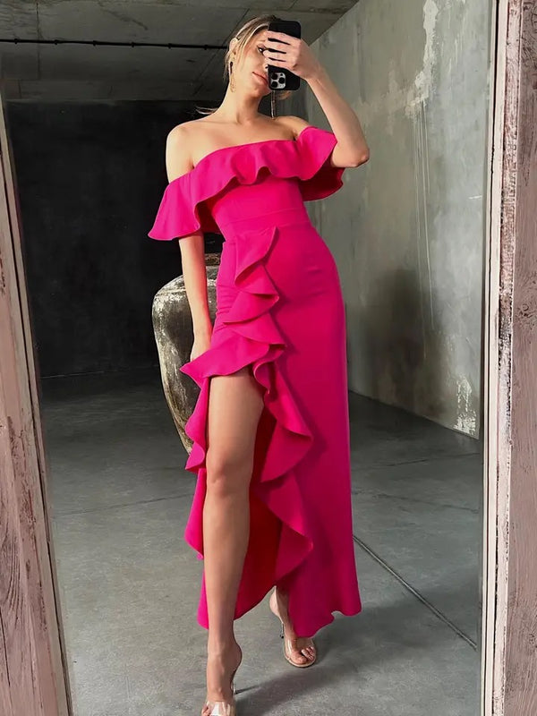Rica Ruffled Pink Maxi Dress