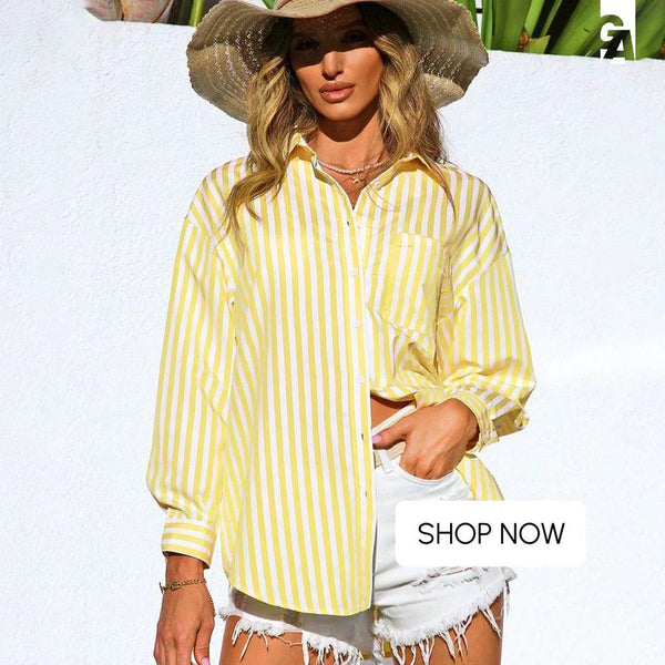 Lotus Striped Summer Oversized Shirt