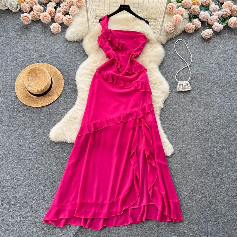 Atlee Ruffled Maxi Dress in Pink