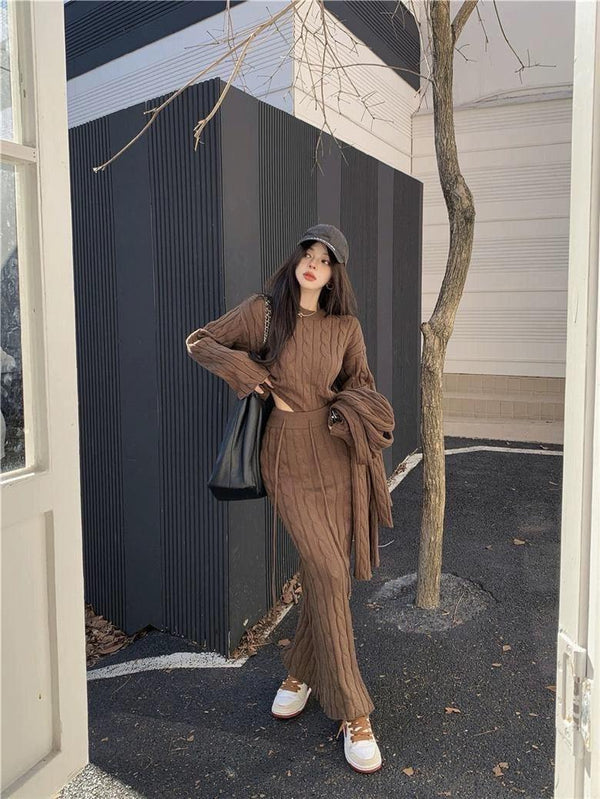 Tokyo Knitted 3PC Coord Set With Scarf- Luxe Collection - Alamode By Akanksha