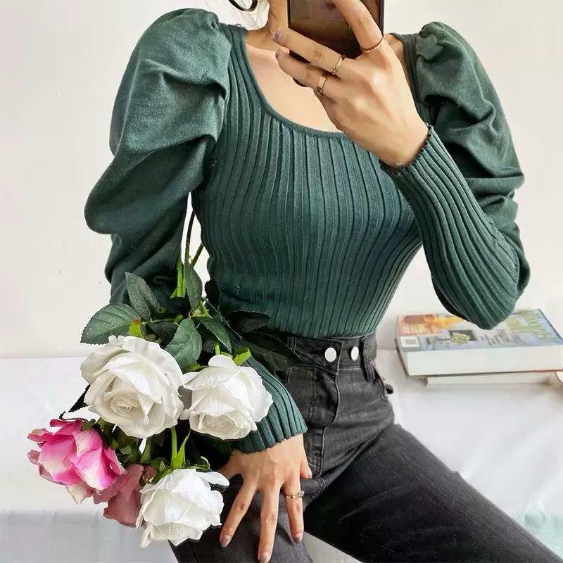 Harriet Ribbed Puffed Sleeve Bodysuit - Alamode By Akanksha