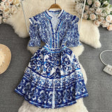 Bologna Porcelain Summer Vintage Dress - Alamode By Akanksha