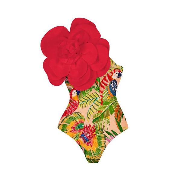 Ruther swimsuit with Sarong Skirt in Red