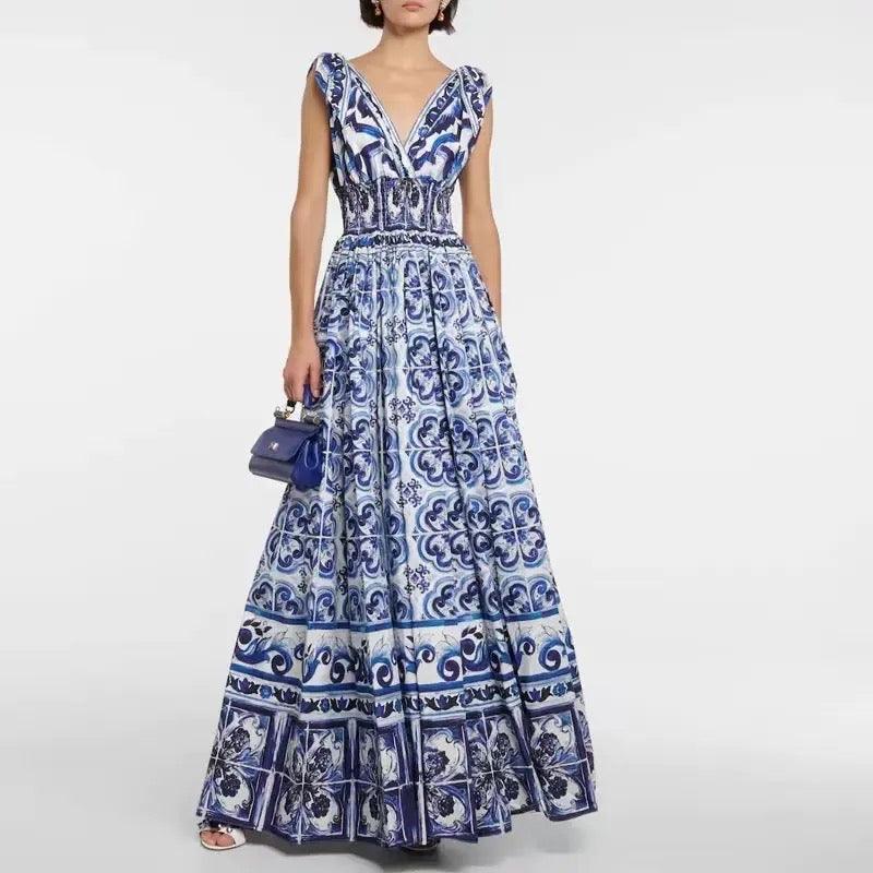 Wester Porcelain Print Maxi Dress - Alamode By Akanksha