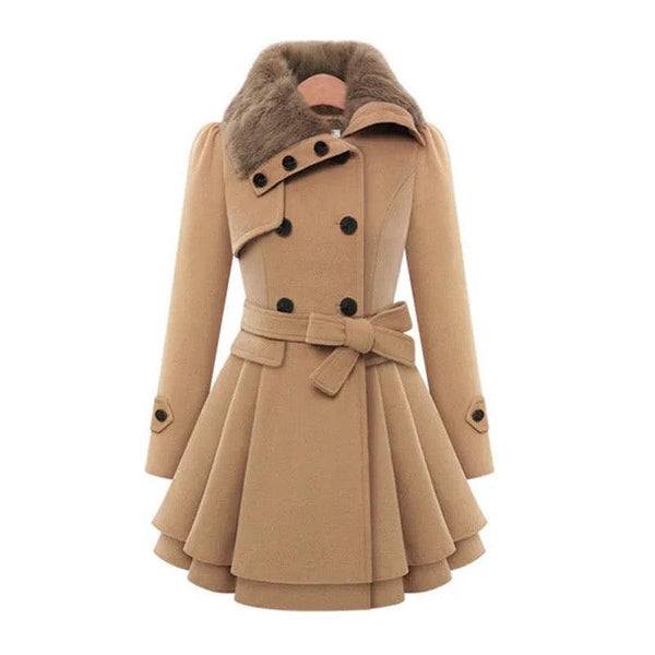 Buy Terra Fur Detailed Double Breasted Overcoat for Women Online in India  on a la mode