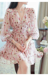 Paisley V-Neck Floral Mini Dress