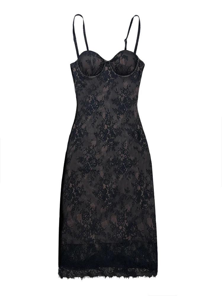 Cellar Lace Midi Dress in Black - Alamode By Akanksha