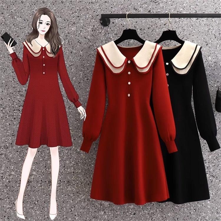 Jasper Doll Collar Knitted Dress - Alamode By Akanksha
