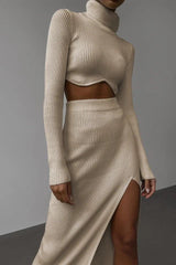 Aster Ribbed Set of Top and Skirt - Alamode By Akanksha