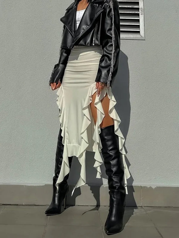 Jennie Ruffled Skirt in Offwhite