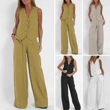 Laiden Statement Linen Vest Suit with Pants - Alamode By Akanksha