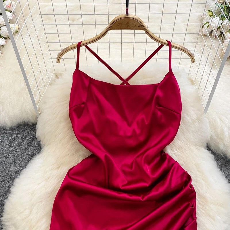 AG1945 Red Raw silk KIA short dress | Raw silk dress, Short dresses, Raw  silk fabric
