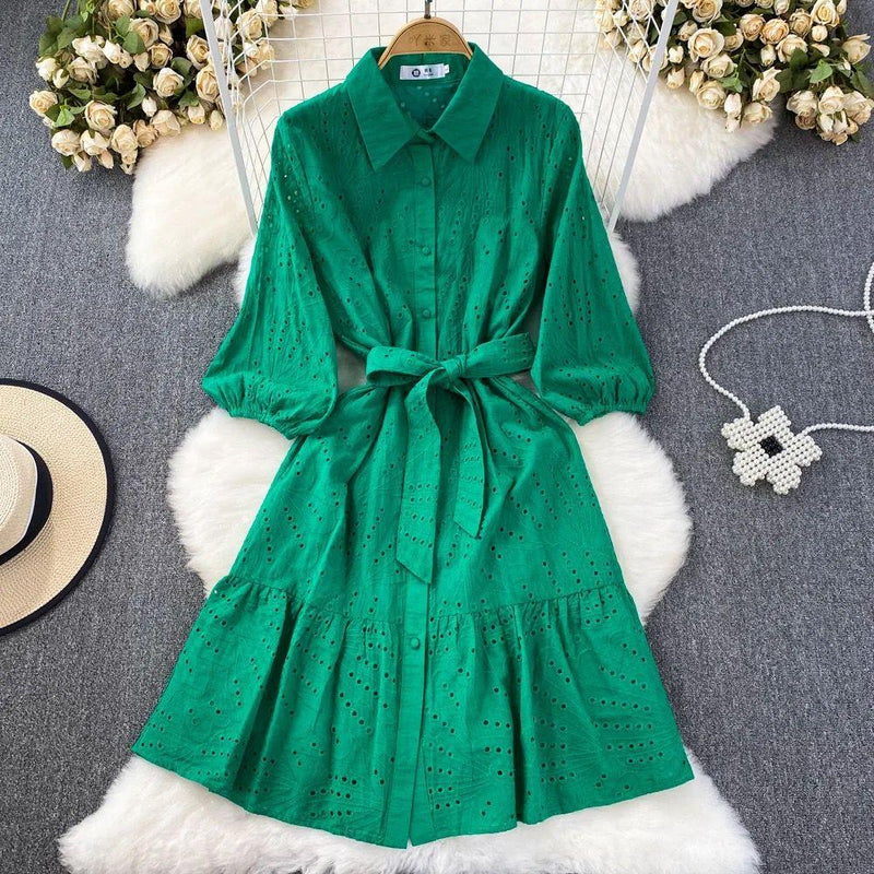 Paula Cotton Eyelet Midi Dress - Alamode By Akanksha