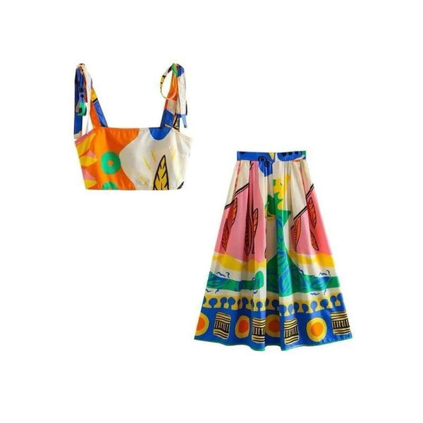 Abstract Summer Spring Co-ord Set, Multicolor Comfortable Print
