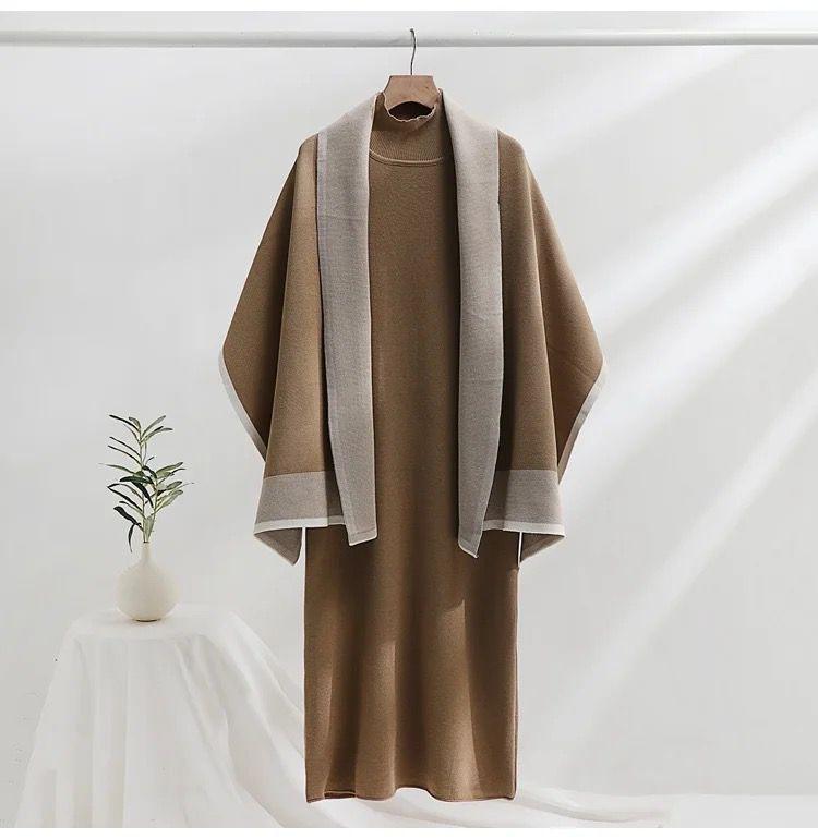 Shirley Statement Winter Dress with Stole - Alamode By Akanksha