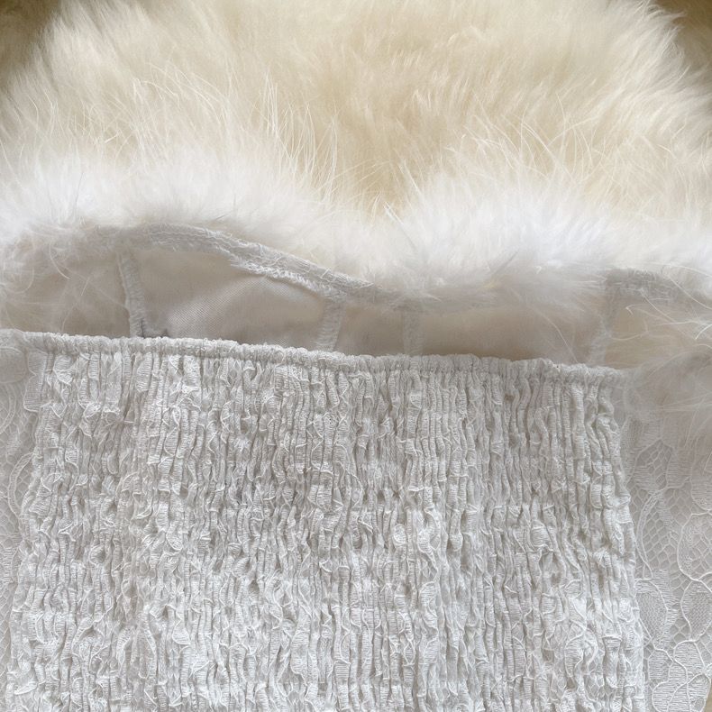 Verve Fur detail strapless bustier top
