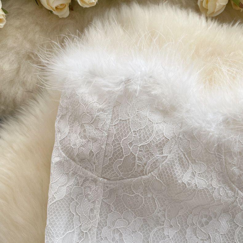 Verve Fur detail strapless bustier top