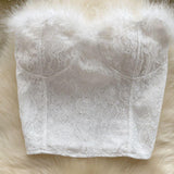 Verve Fur detail strapless bustier top