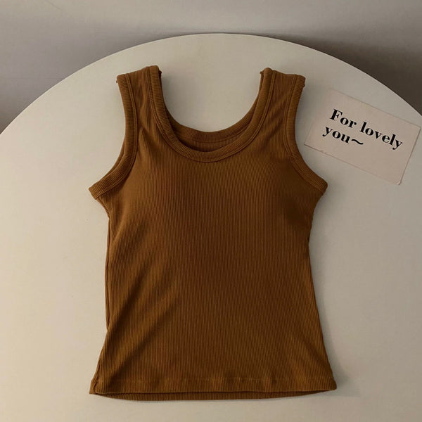 Stormie Tank Tops with Inbuilt Bra Dark Brown