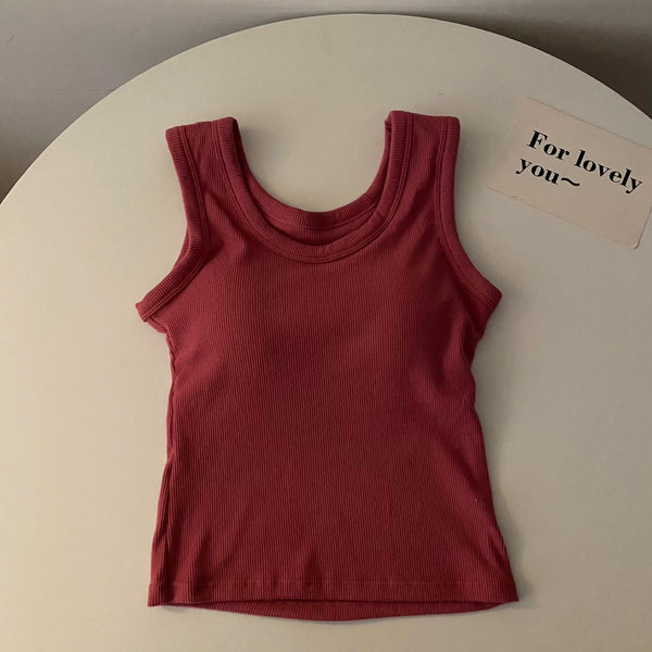Stormie Tank Tops with Inbuilt Bra Red