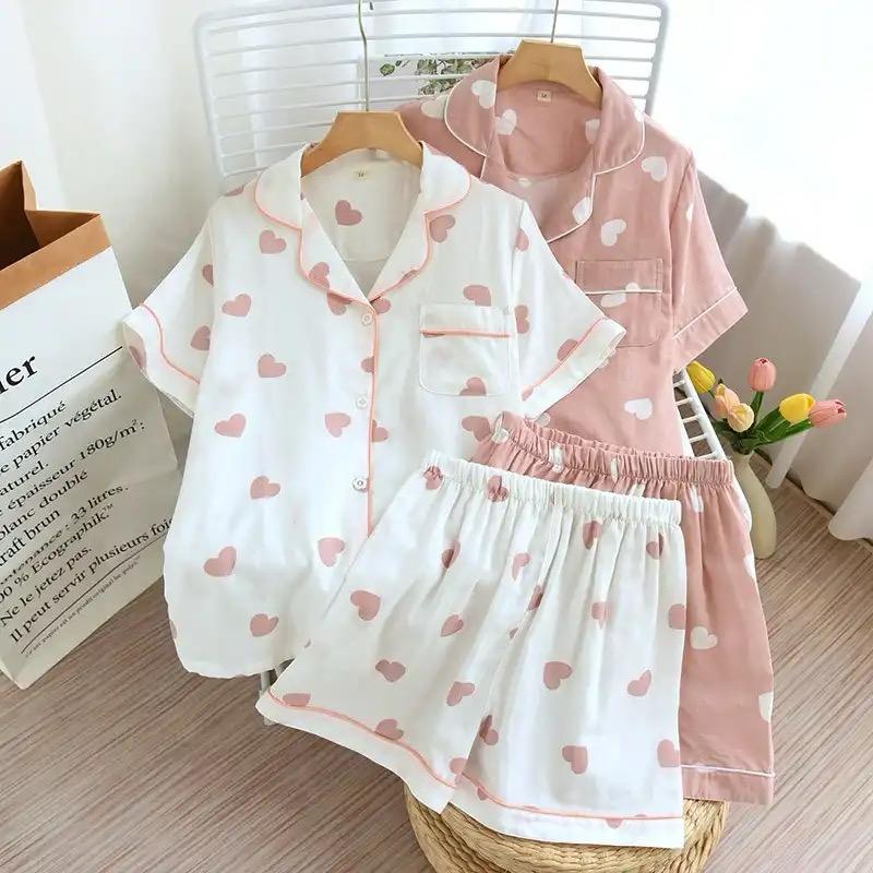 Salmon Heart Cotton Nightsuit