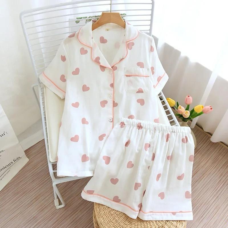 Salmon Heart Cotton Nightsuit