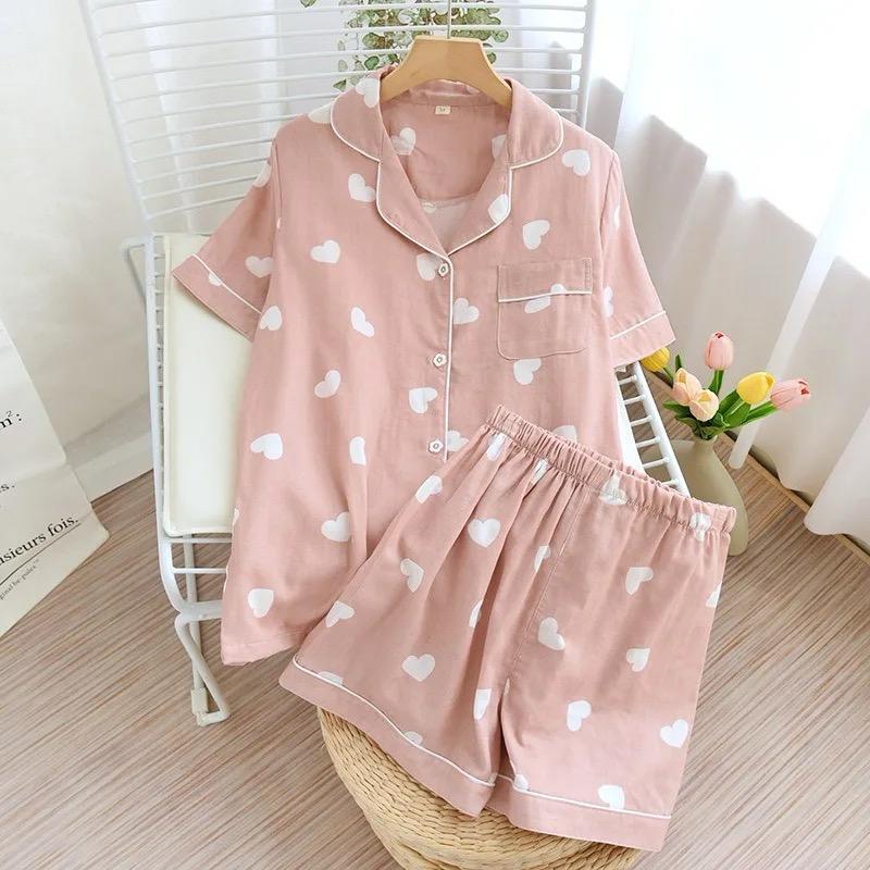 Salmon Heart Cotton Nightsuit