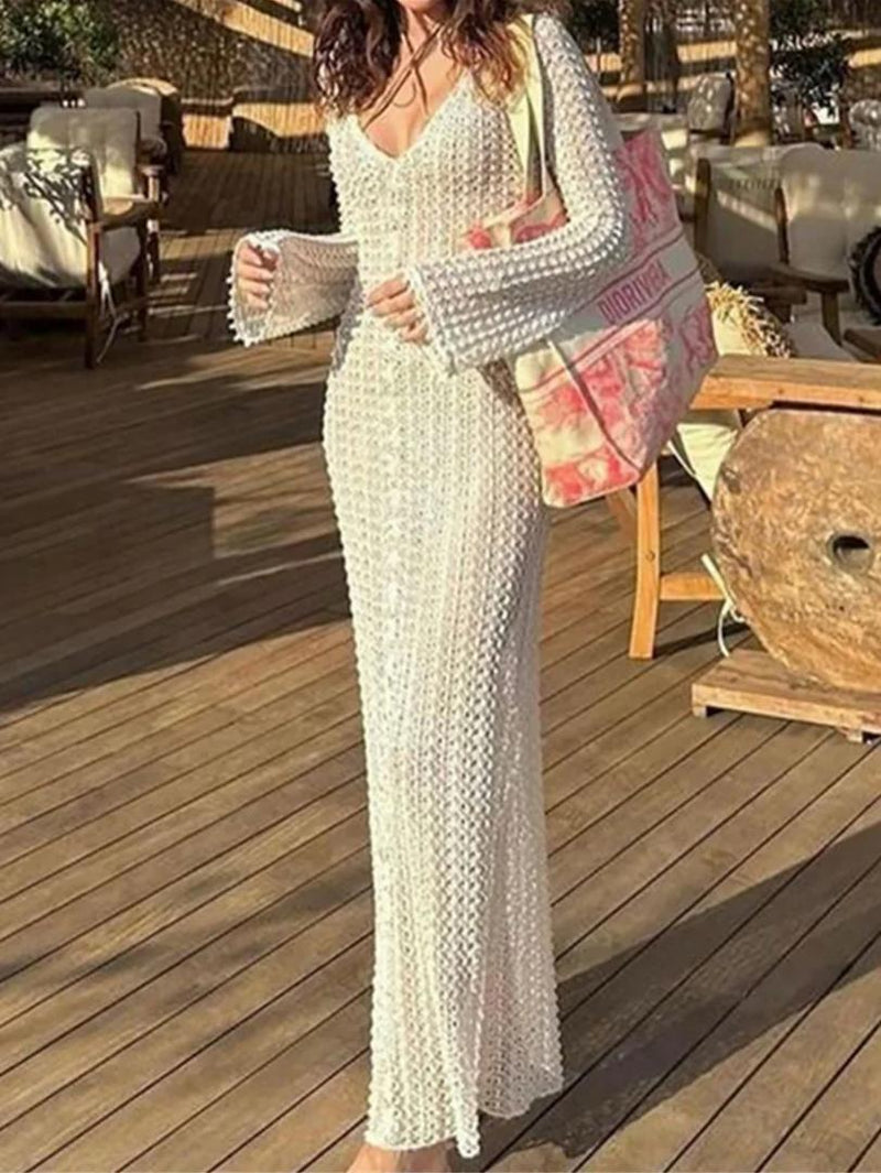 Hanaya Statement Crochet Dress-Resortwear