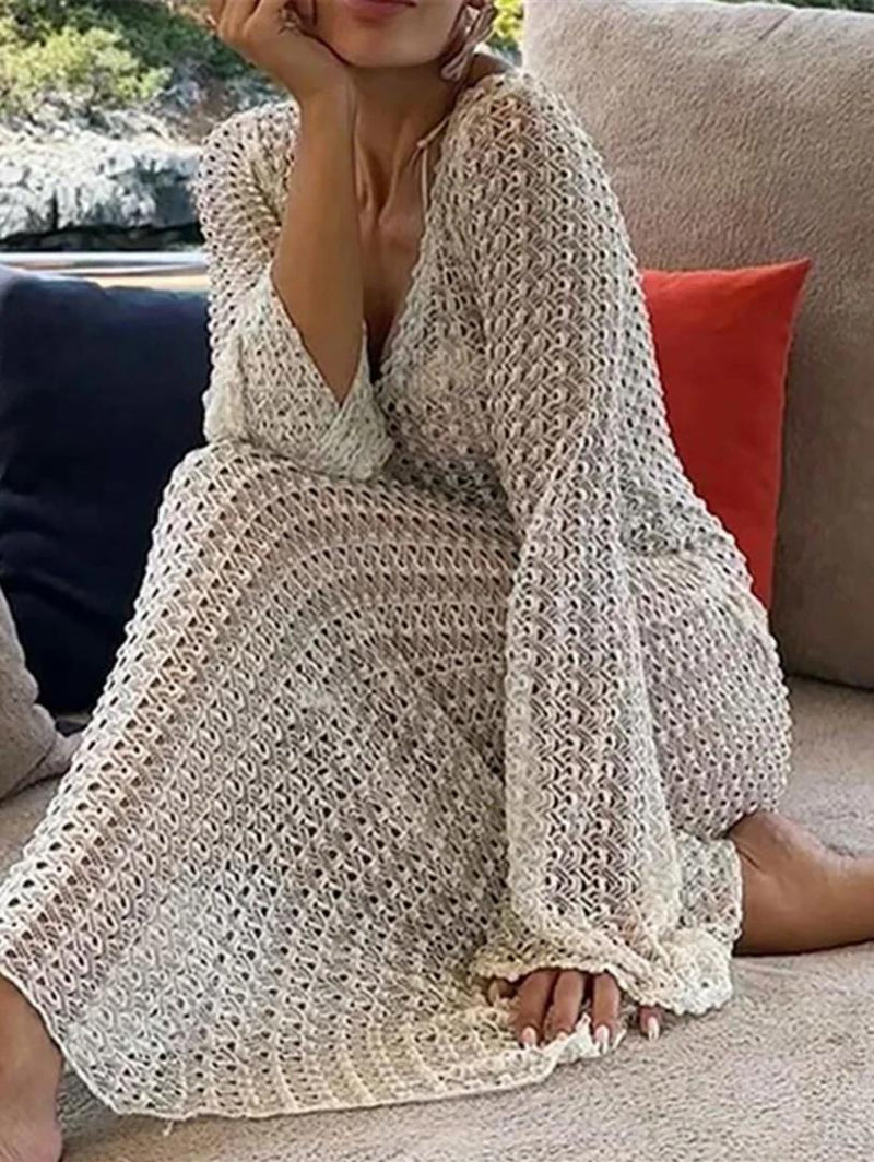 Hanaya Statement Crochet Dress-Resortwear