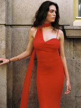 Saddle Statement Bodycon Dress With Attached Scarf