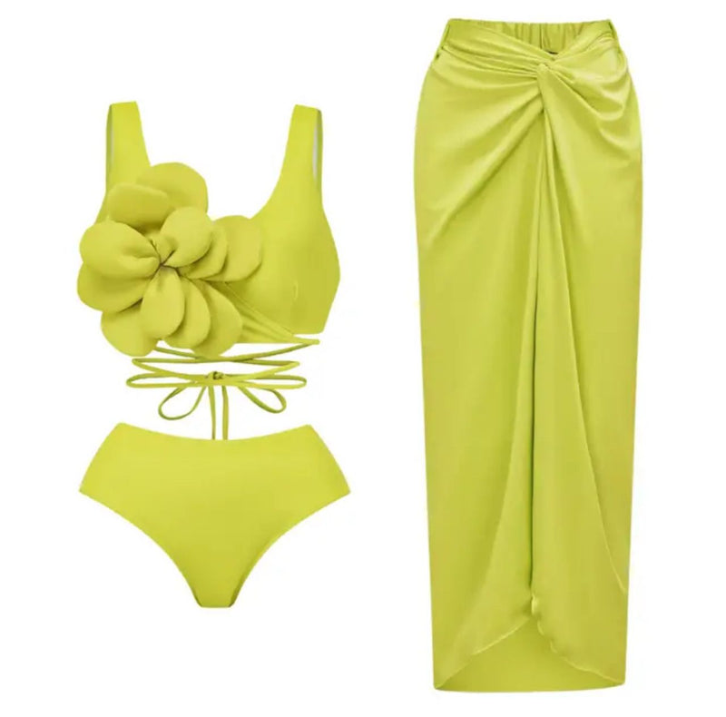 Gillori Rosette Swimsuit With Skirt