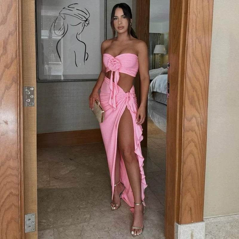 Mayne Summer Holiday Coord Set -Resortwear In Pink