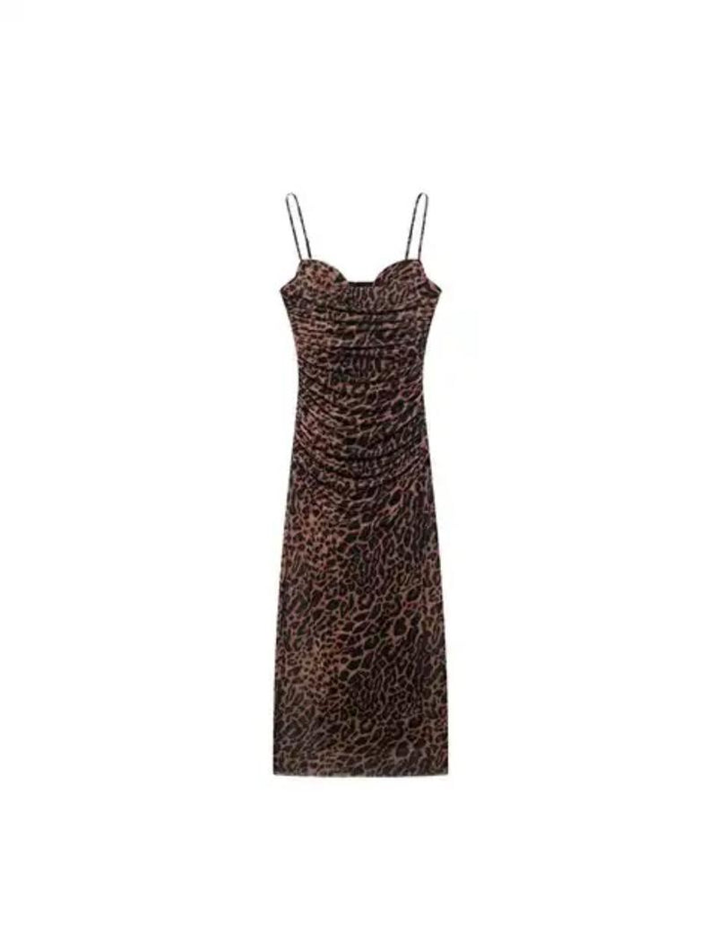 Leopard Print Bodycon Midi Dress