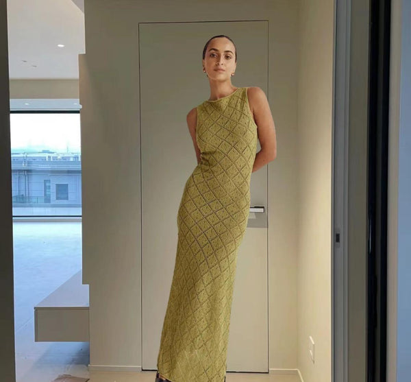 Ella Luxe Soft Knit Dress- Resortwear In Olive