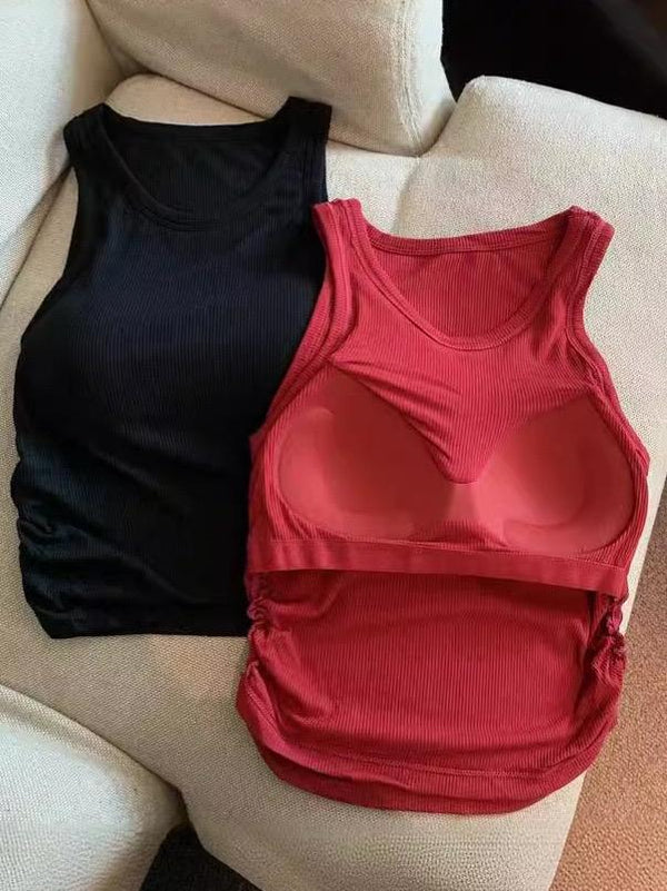 Amana Tank Tops With Inbuilt Bra In Black