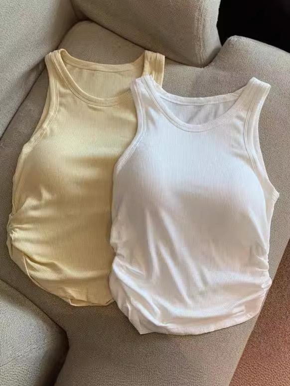 Amana Tank Tops With Inbuilt Bra In White
