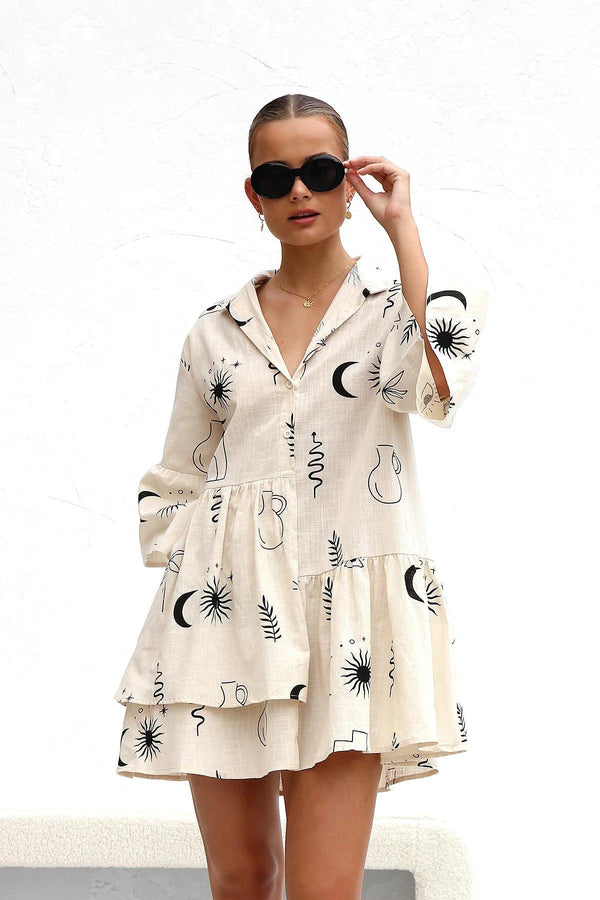 Rubeya Breezy Summer Dress In Off White