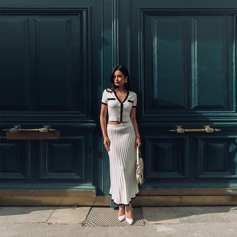 Soria Luxe Soft Knit Coord Set- Set Of Skirt And Top