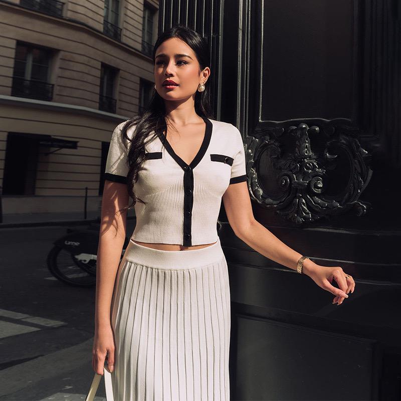 Soria Luxe Soft Knit Coord Set- Set Of Skirt And Top