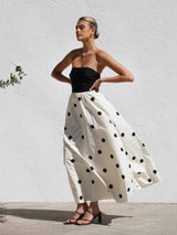 Rosin Polka Offshoulder Maxi Dress