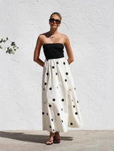 Rosin Polka Offshoulder Maxi Dress