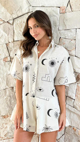 Ella Statement Romper In Off White