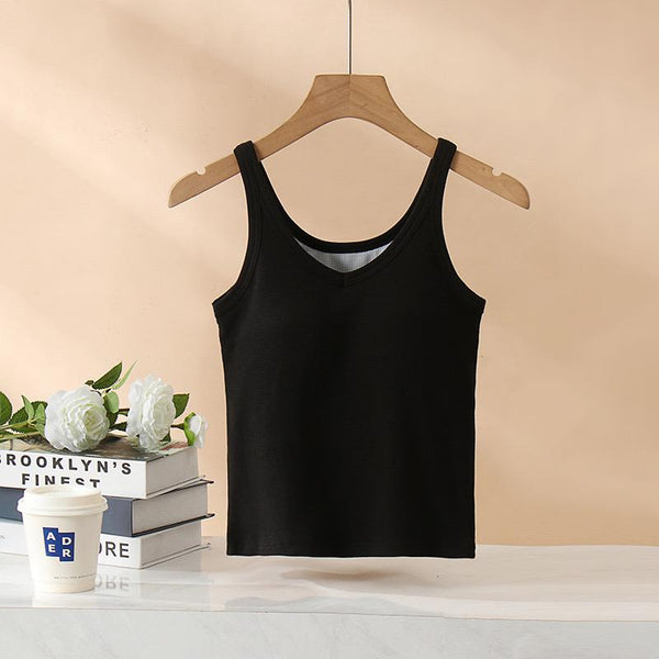 Ame Tank Tops with Inbuilt Bra In Black