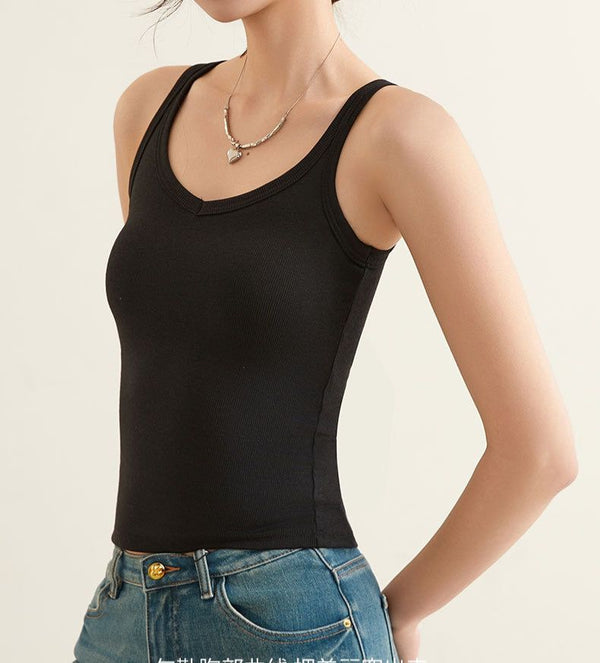 Ame Tank Tops with Inbuilt Bra In Black