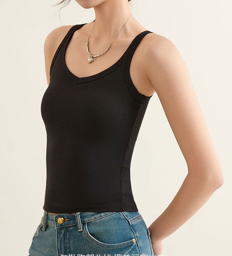 Ame Tank Tops with Inbuilt Bra In Black