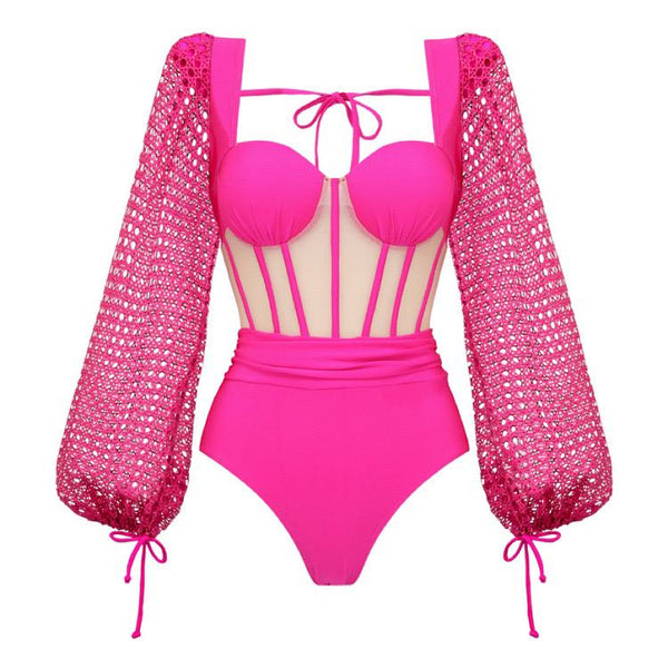 Rubby Luxe Swimsuit With Skirt In Pink
