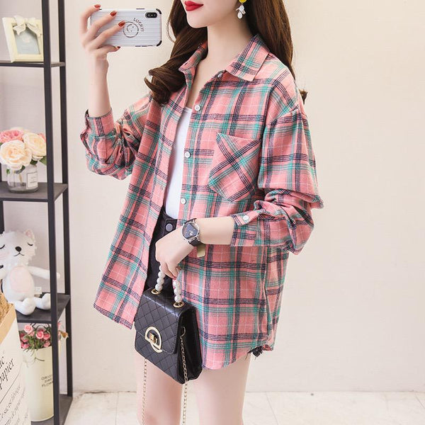 Adrian Plaid Streetstyle Shirt (ONLY SHIRT) In Pink