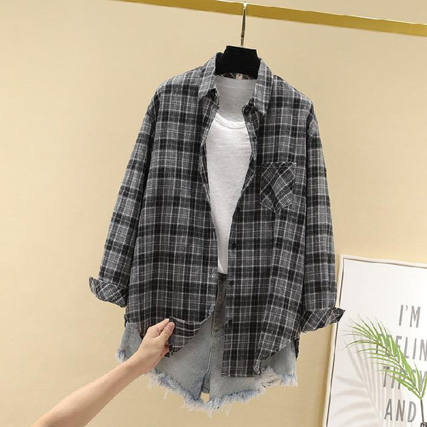 Adrian Plaid Streetstyle Shirt (ONLY SHIRT) In Grey