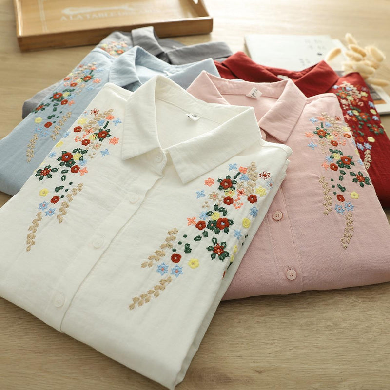 Faina Statement Cotton Shirt In Pink